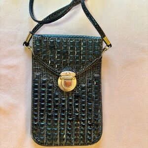 Black Studded Crossbody Phone Bag with Gold Turn-Lock